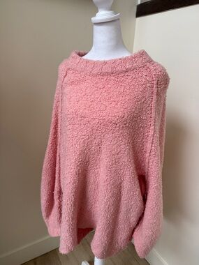 Free People Bubblegum Pink Plush Crewneck Sweater